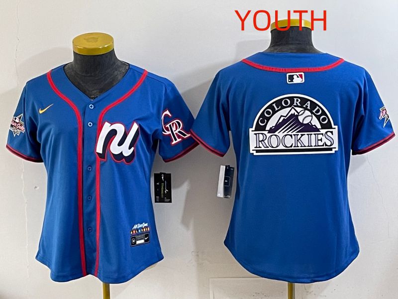 Youth 2025 Colorado Rockies Blank Blue All star Nike MLB Jersey style 04->youth mlb jersey->Youth Jersey